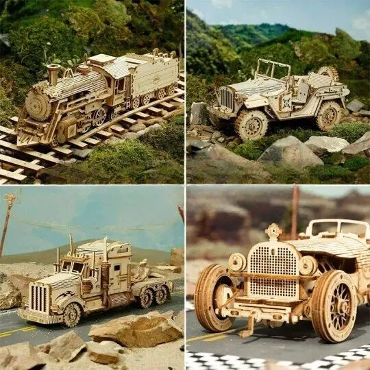 Intricate Wooden Mechanical Puzzle Kit with Moving Parts | Engaging STEM Activity for Creative Minds