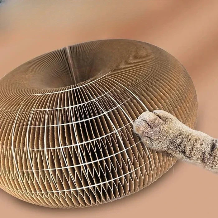 Cat Scratcher with Rolling Ball, Honeycomb Cardboard Scratching Toy for Indoor Cats, Roomy Enough for Multiple Cats