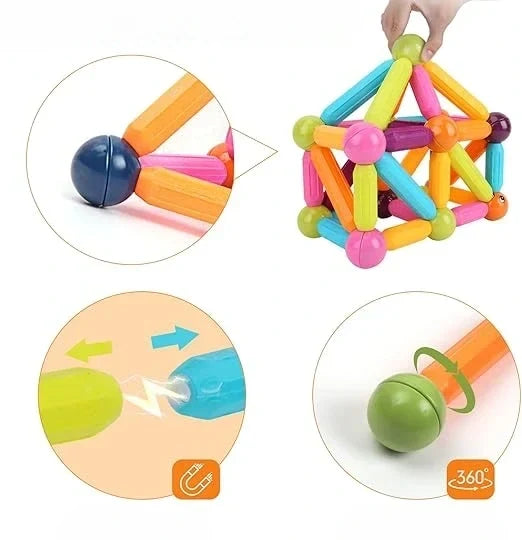 Magnetic Building Blocks Set for Kids, Snap Together Pieces Sized for Little Hands, Screen Free Indoor Play