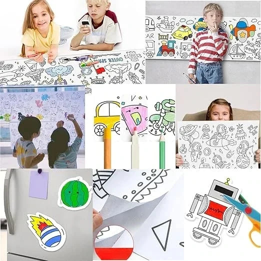 Extra Large Coloring Sheets for Kids, Sticker Coloring Poster Set in 5 Themes, Screen Free Travel Activity