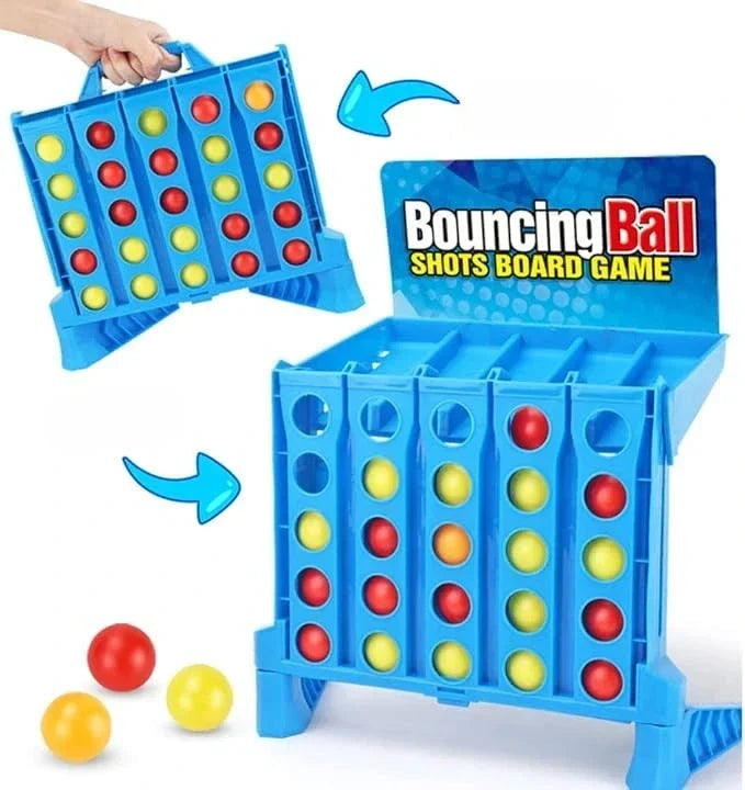 Light-Up Bounce Ball Game, Connect Four Balls in a Row on the Top Tray, Reflex Party Game for Family Nights