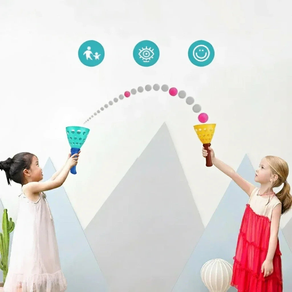 Catch and Launch Ball Game for Kids with Soft Ball Launcher, Indoor and Outdoor Active Play for Family Nights
