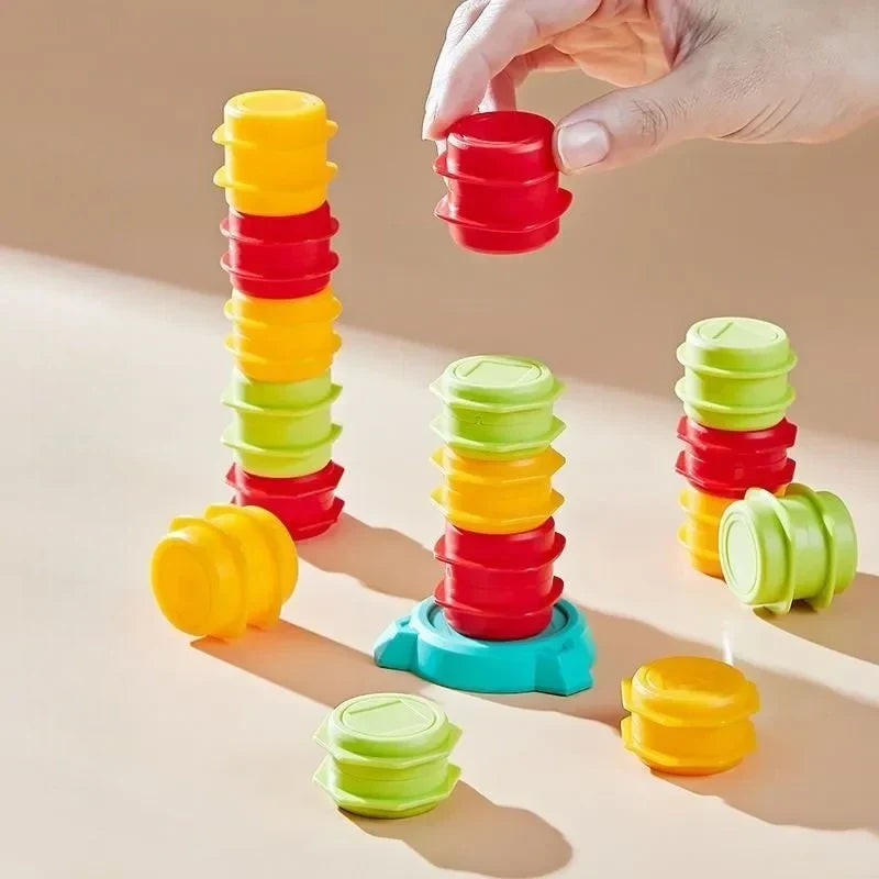 Forklift Tower Stacking Game with Miniature Forklifts and Colorful Stacking Pieces for Family Game Night