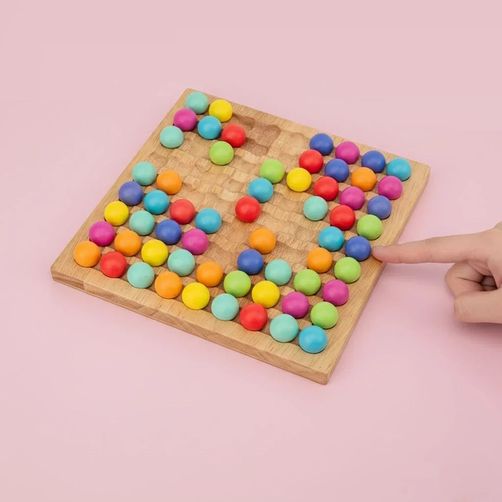 Bead Strategy Board Game with Colorful Beads, Match Three to Score Tabletop Game for Family Game Night, Screen-Free Play
