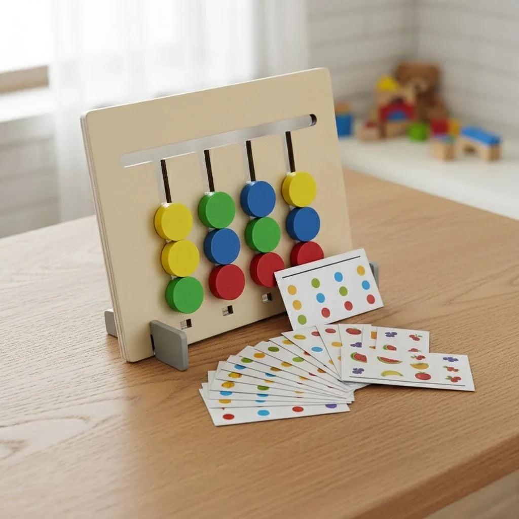 Toddler Pattern Puzzle - Color Matching Slide Board & Cards