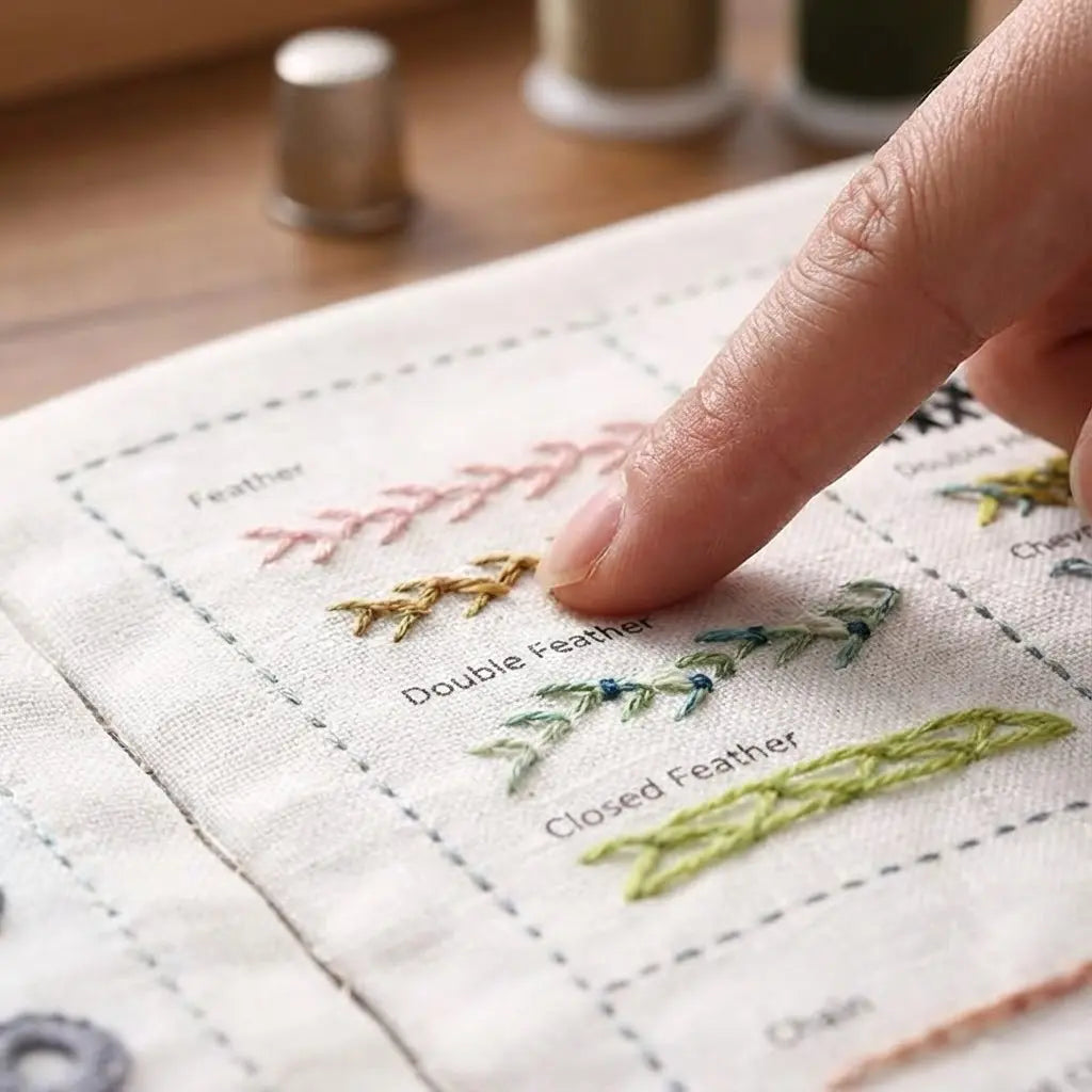 Embroidery Kit with Fabric Stitch Sampler Book and Tool Set, Portable Hand Sewing Practice Kit for Beginners