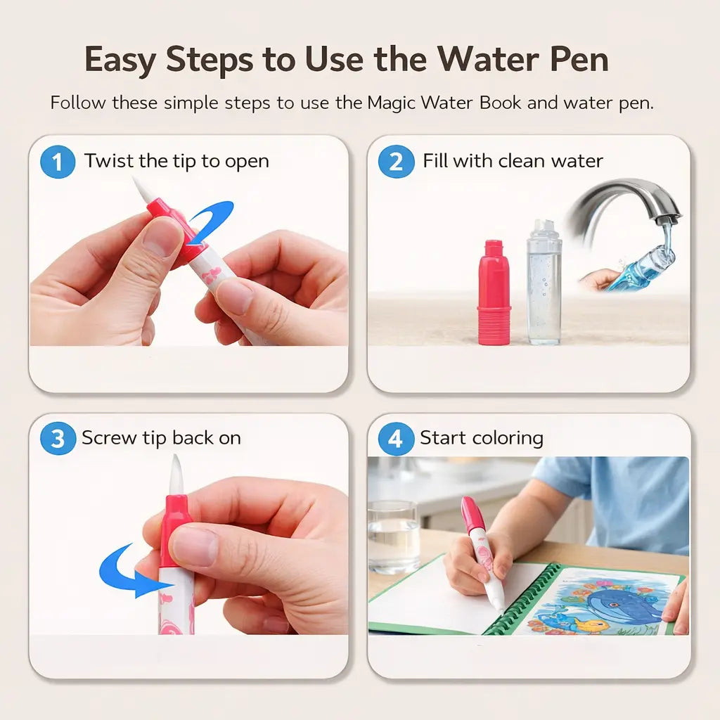 Magic Water Coloring Book for Kids with Reusable Pages | Fun Creative Activity for Endless Imagination