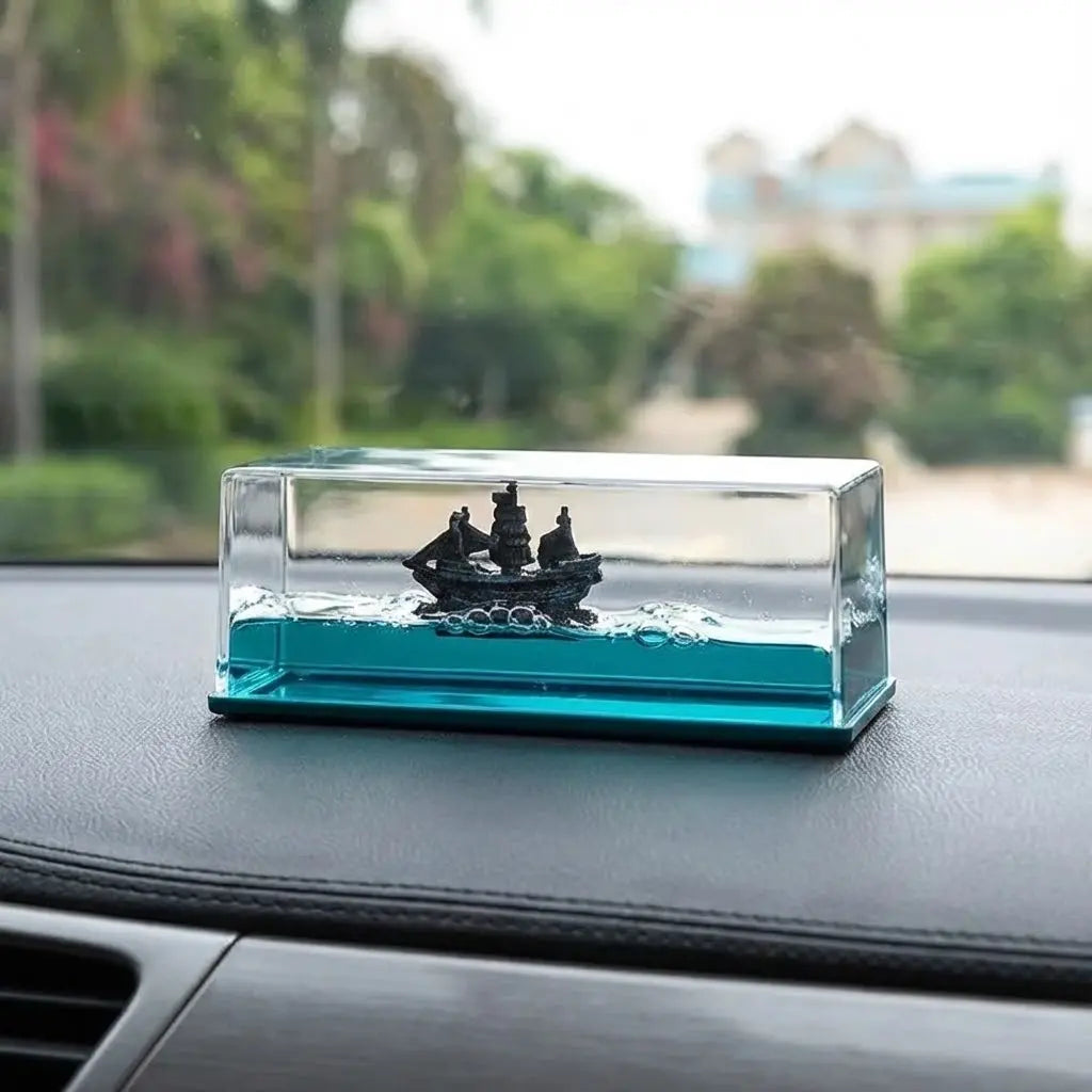 Unsinkable Pirate Ship Ornament - Self-Righting Liquid Wave Decor