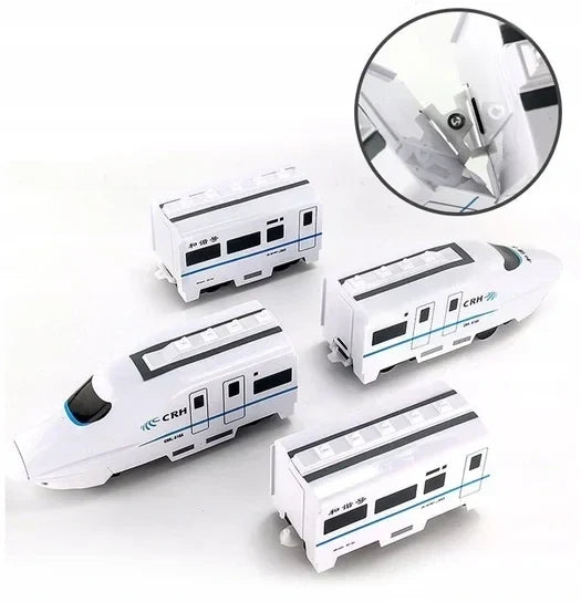 Bullet Train Toy for Kids, Automatic Turning with Front Universal Wheel, Connectable Carriages, No Track Floor Play