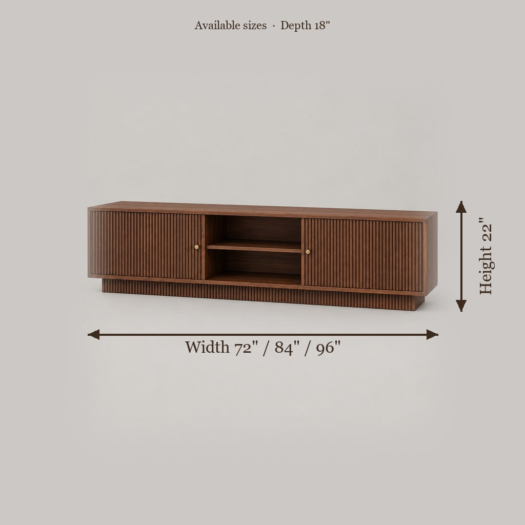 Arden Fluted Media Console size chart