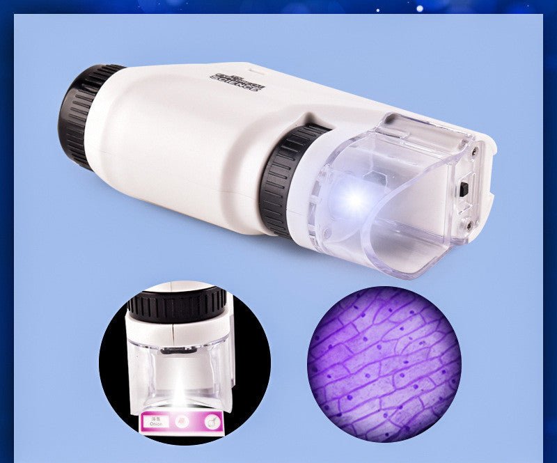 High-Power Pocket Microscope with LED Light | Compact Design for On-the-Go Observations